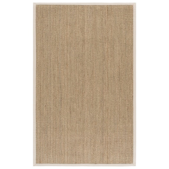 SAFAVIEH Natural Fiber Maksim Border Area Rug, Natural/Ivory, 6' x 9'