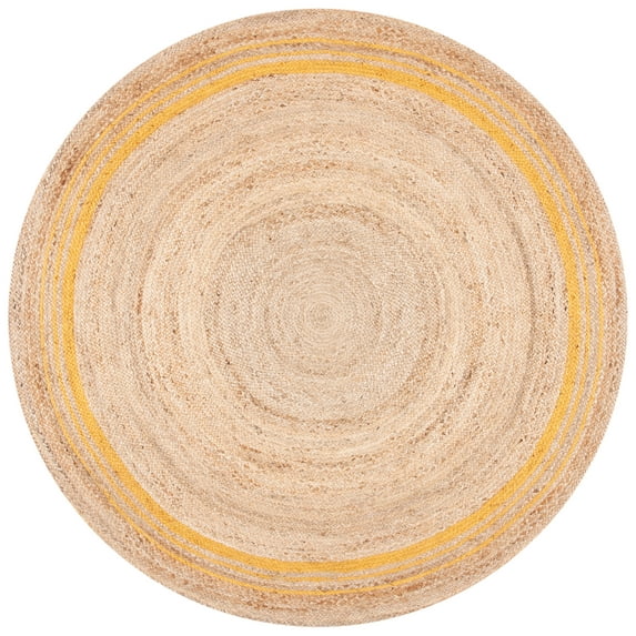 SAFAVIEH Natural Fiber Malandra Geometric Area Rug, Beige/Gold, 7' x 7' Round