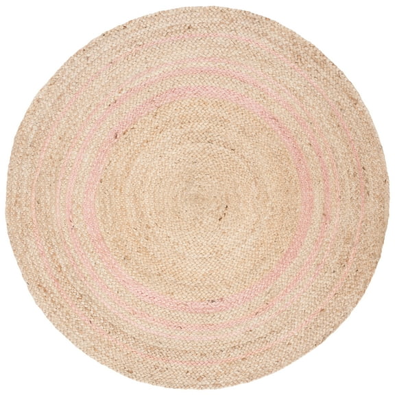 SAFAVIEH Natural Fiber Malandra Geometric Area Rug, Pink, 5' x 5' Round
