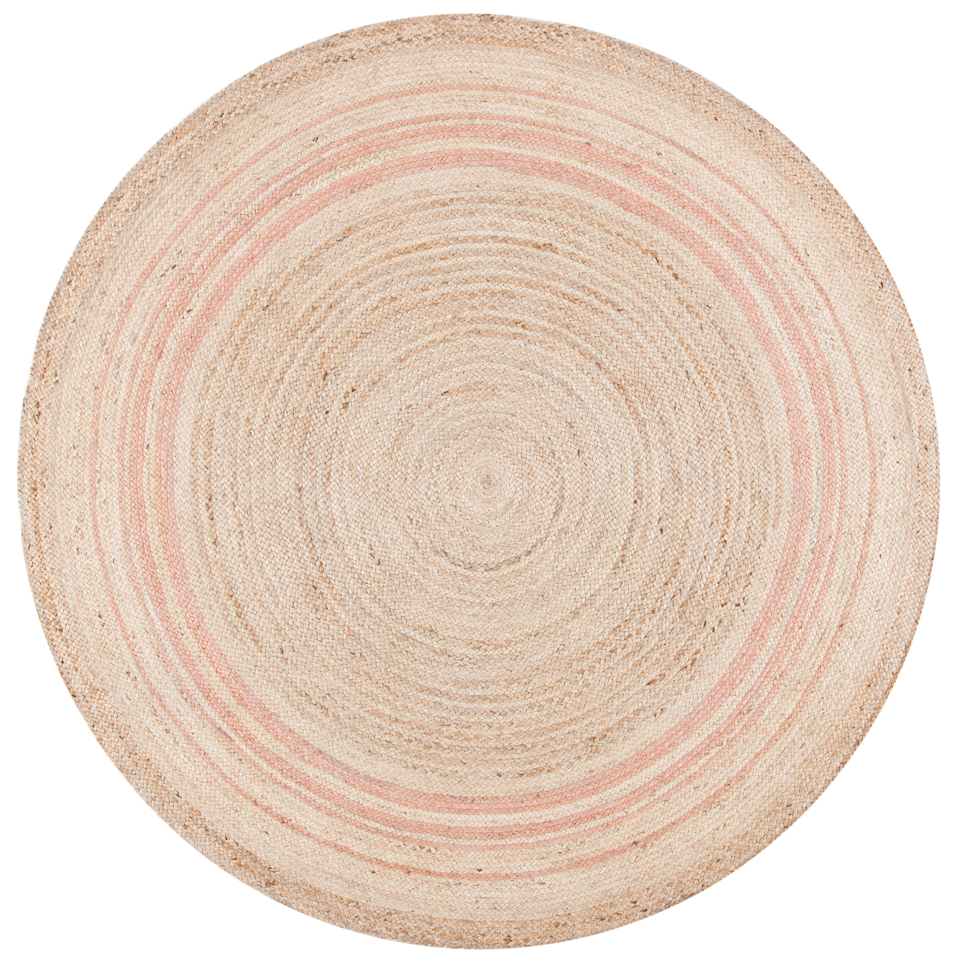 Handmade Pink Round Jute Area Rug, 7' Diameter