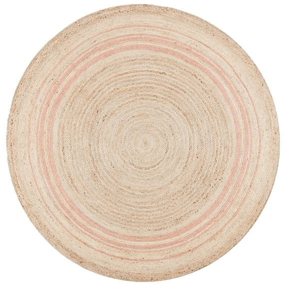 SAFAVIEH Natural Fiber Malandra Geometric Area Rug, Pink, 7' x 7' Round