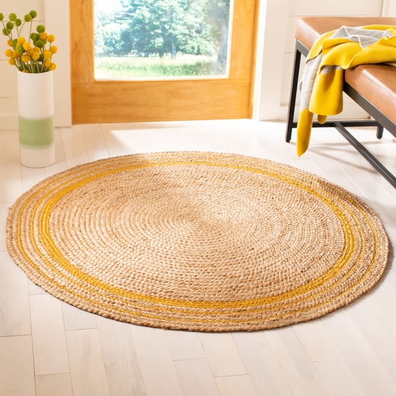 SAFAVIEH Natural Fiber Malandra Geometric Jute Area Rug, Beige/Gold, 4' x 4' Round