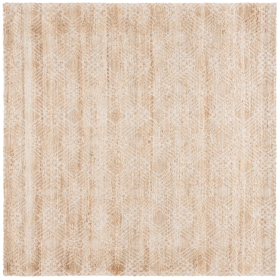 SAFAVIEH Natural Fiber Marielle Geometric Area Rug, Natural/Ivory, 6'6" x 6'6" Square