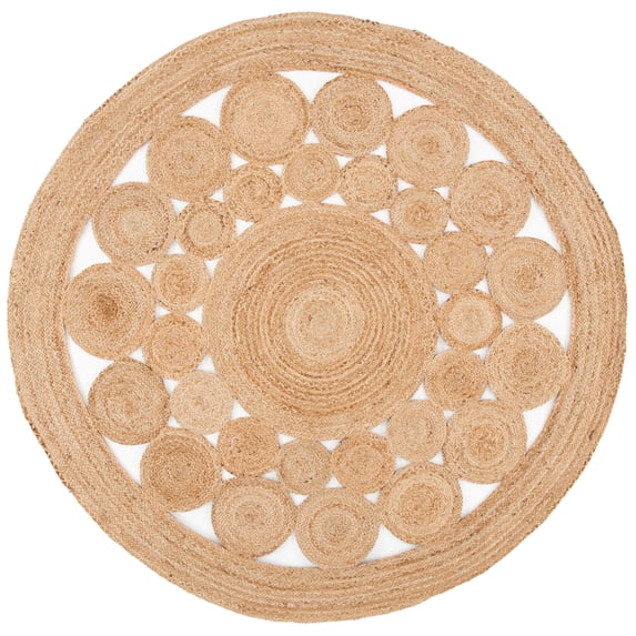 SAFAVIEH Natural Fiber Maybelle Geometric Area Rug, Natural, 9' x 9' Round