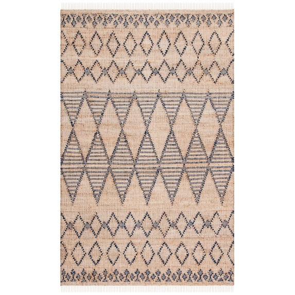 SAFAVIEH Natural Fiber Mia Geometric Area Rug, Blue/Natural, 4' x 6'