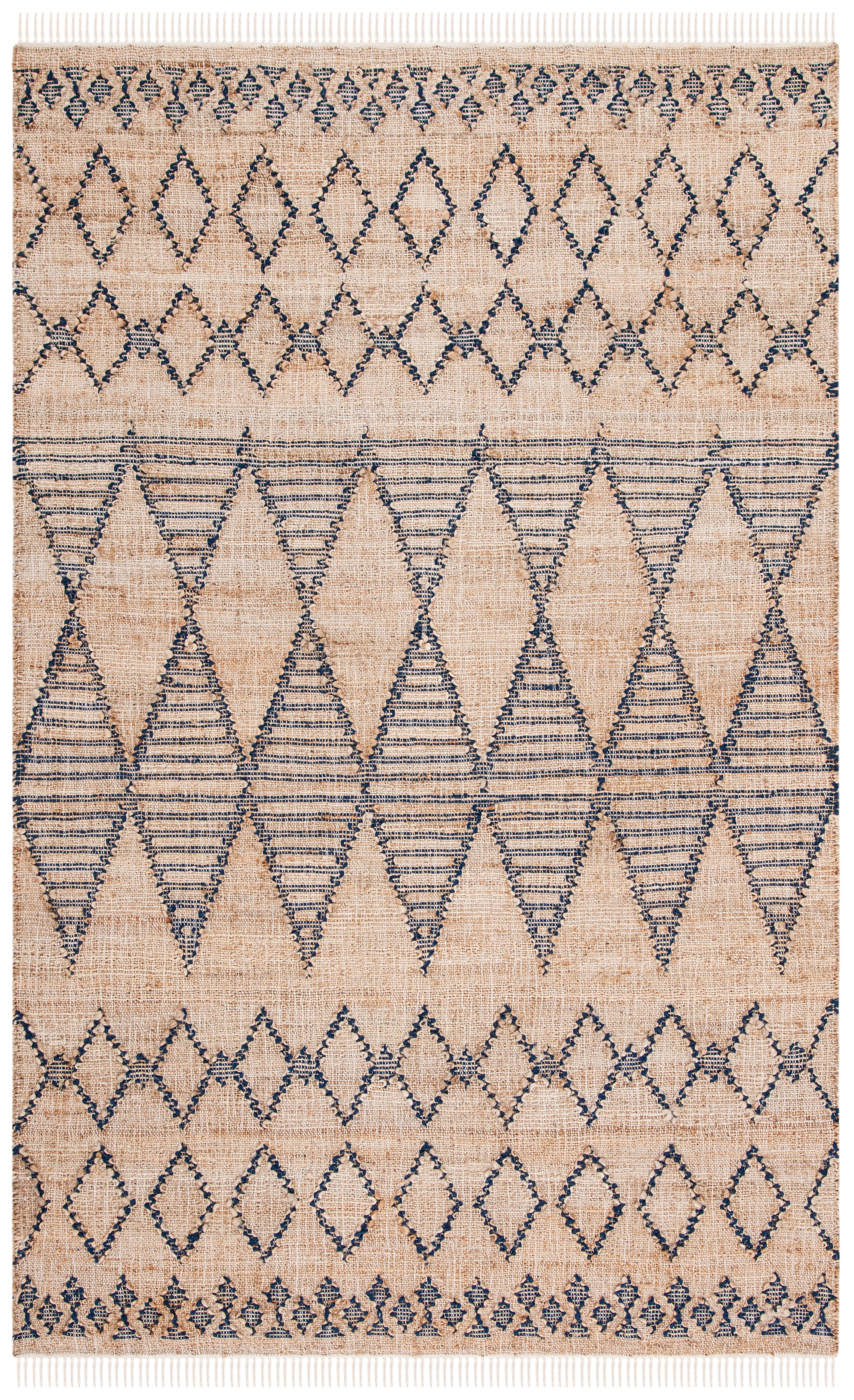 SAFAVIEH Natural Fiber Mia Geometric Area Rug, Blue/Natural, 5' x 8'