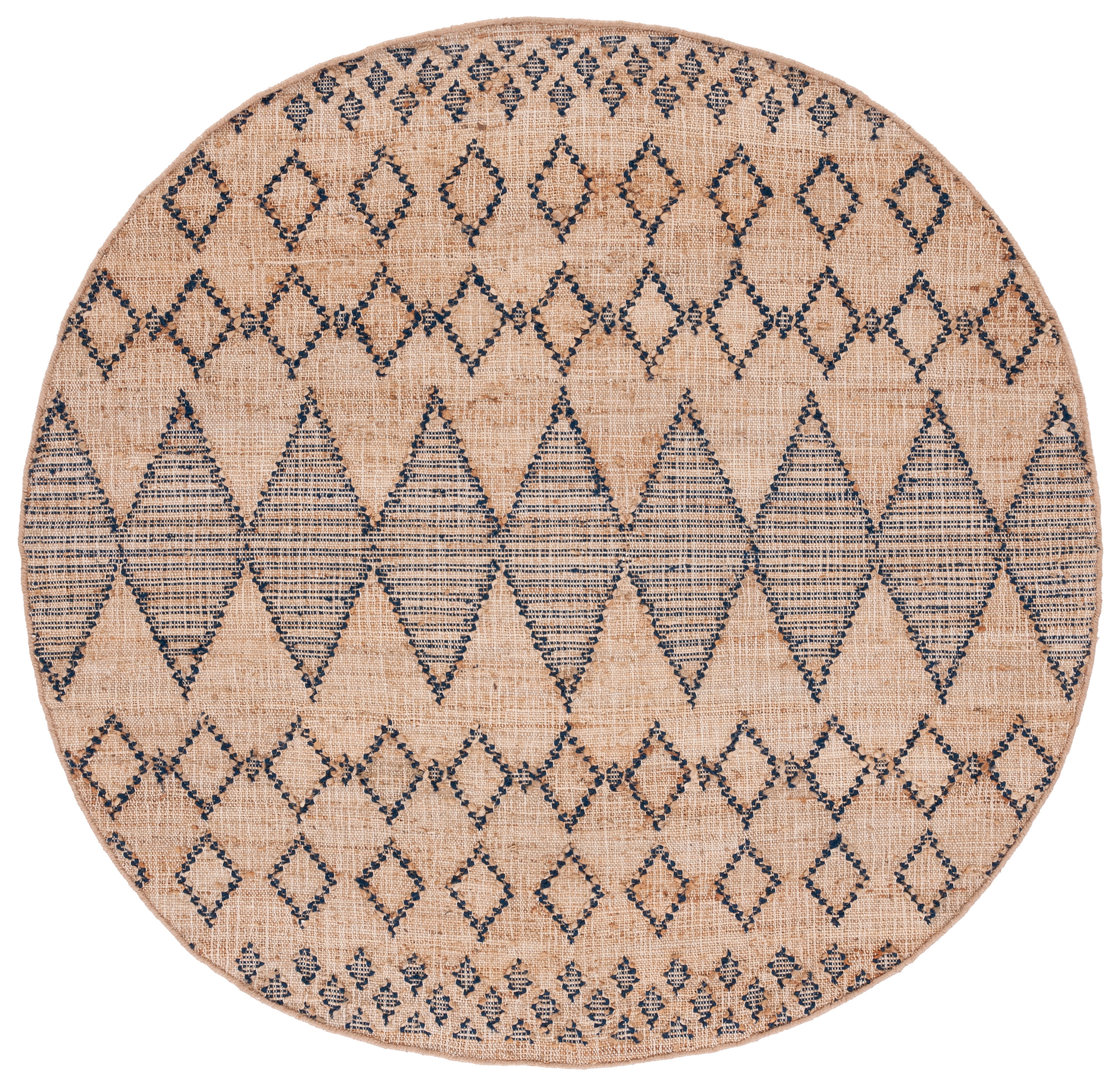 SAFAVIEH Natural Fiber Mia Geometric Area Rug, Blue/Natural, 6' x 6' Round