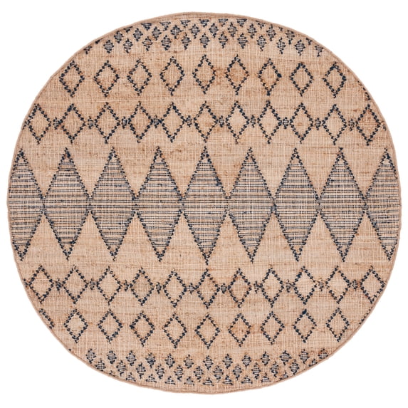 SAFAVIEH Natural Fiber Mia Geometric Area Rug, Blue/Natural, 6' x 6' Round