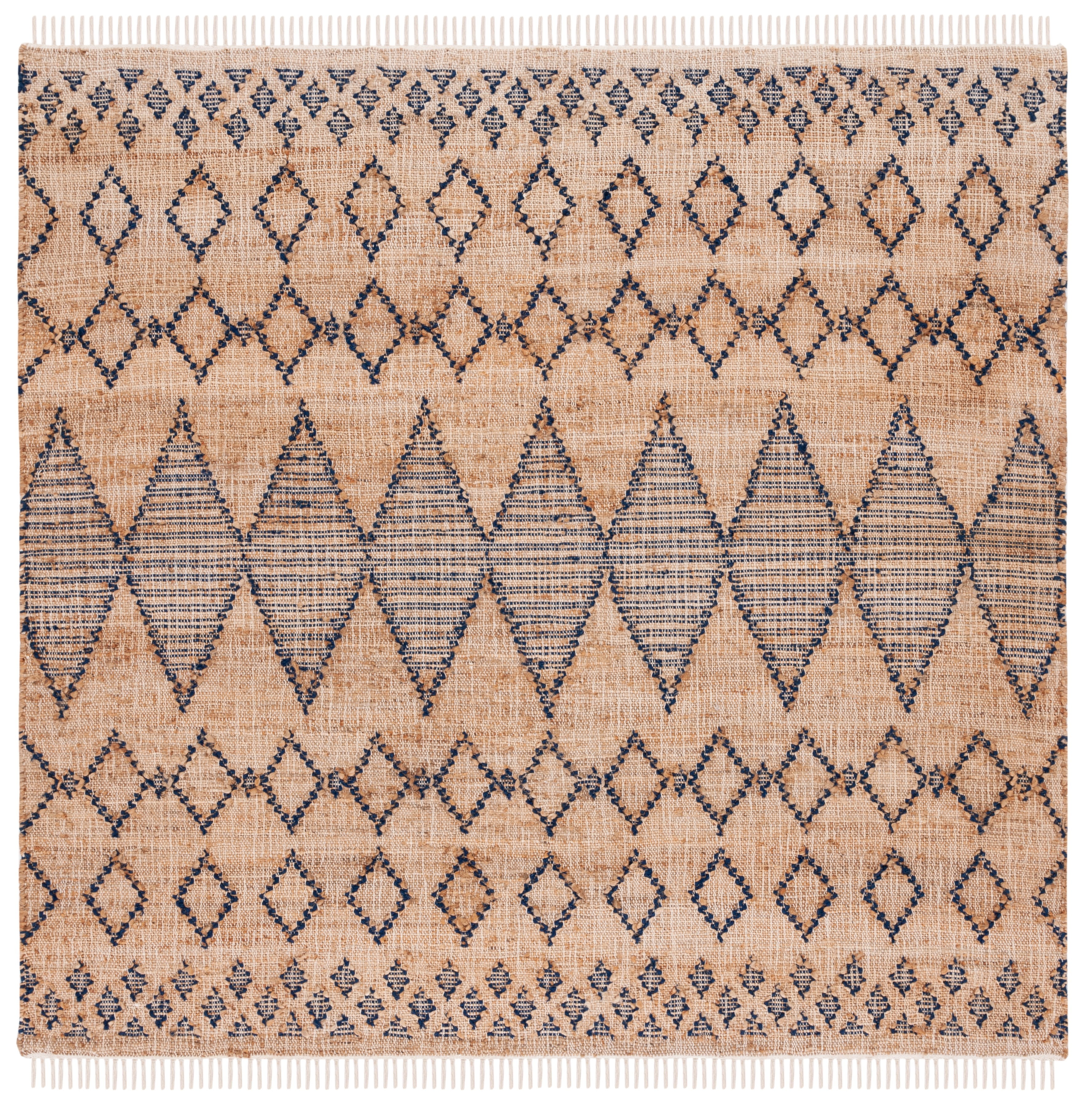 SAFAVIEH Natural Fiber Mia Geometric Area Rug, Blue/Natural, 6' x 6' Square