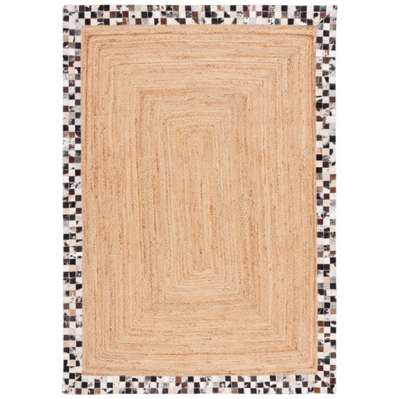 SAFAVIEH Natural Fiber Micah Bordered Area Rug, Natural/Grey, 4' x 6'