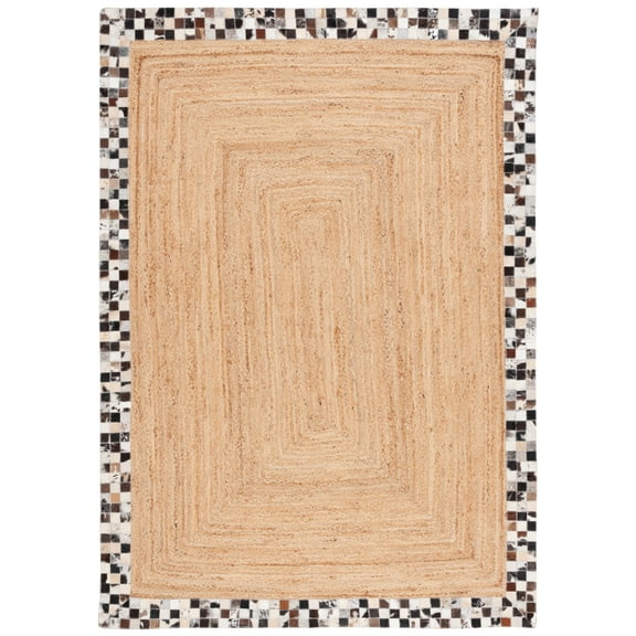 SAFAVIEH Natural Fiber Micah Bordered Area Rug, Natural/Grey, 8' x 10'