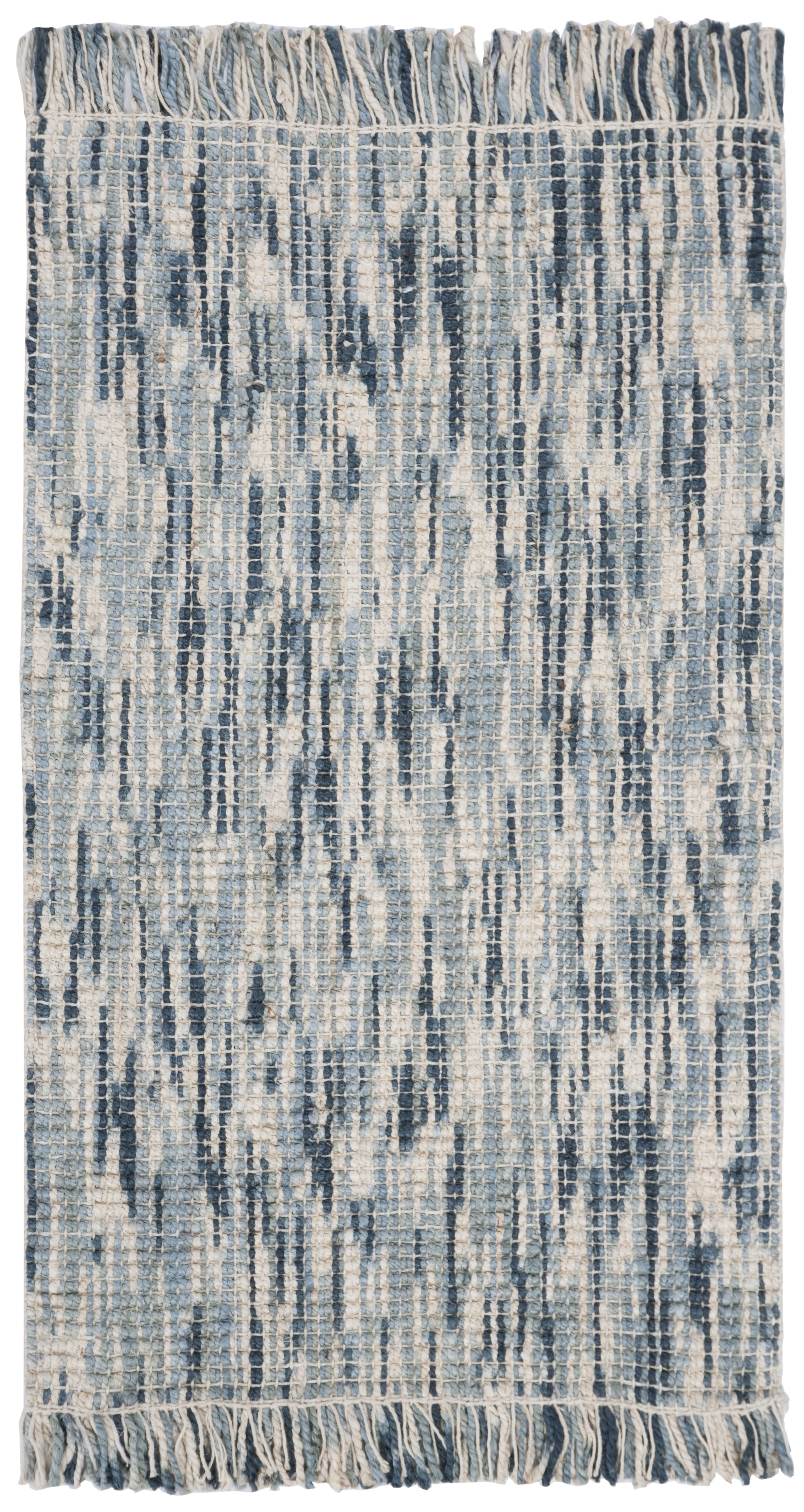 Hand-Knotted Blue/Ivory Jute 3' x 5' Easy Care Area Rug