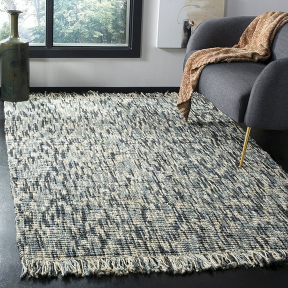 SAFAVIEH Natural Fiber Michayla Abstract Jute Area Rug, Blue/Ivory, 5' x 8'