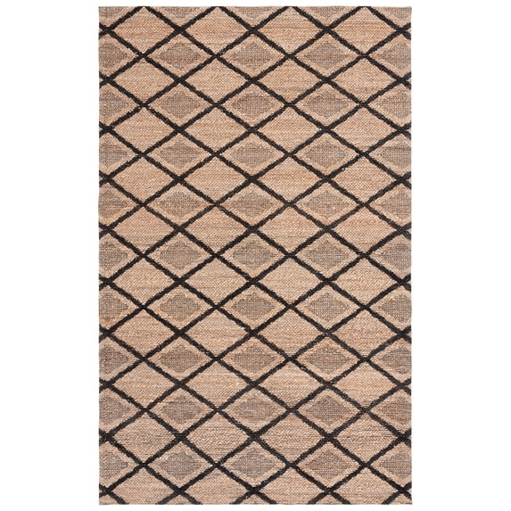 SAFAVIEH Natural Fiber Mike Geometric Area Rug, Natural/Black, 3' x 5'