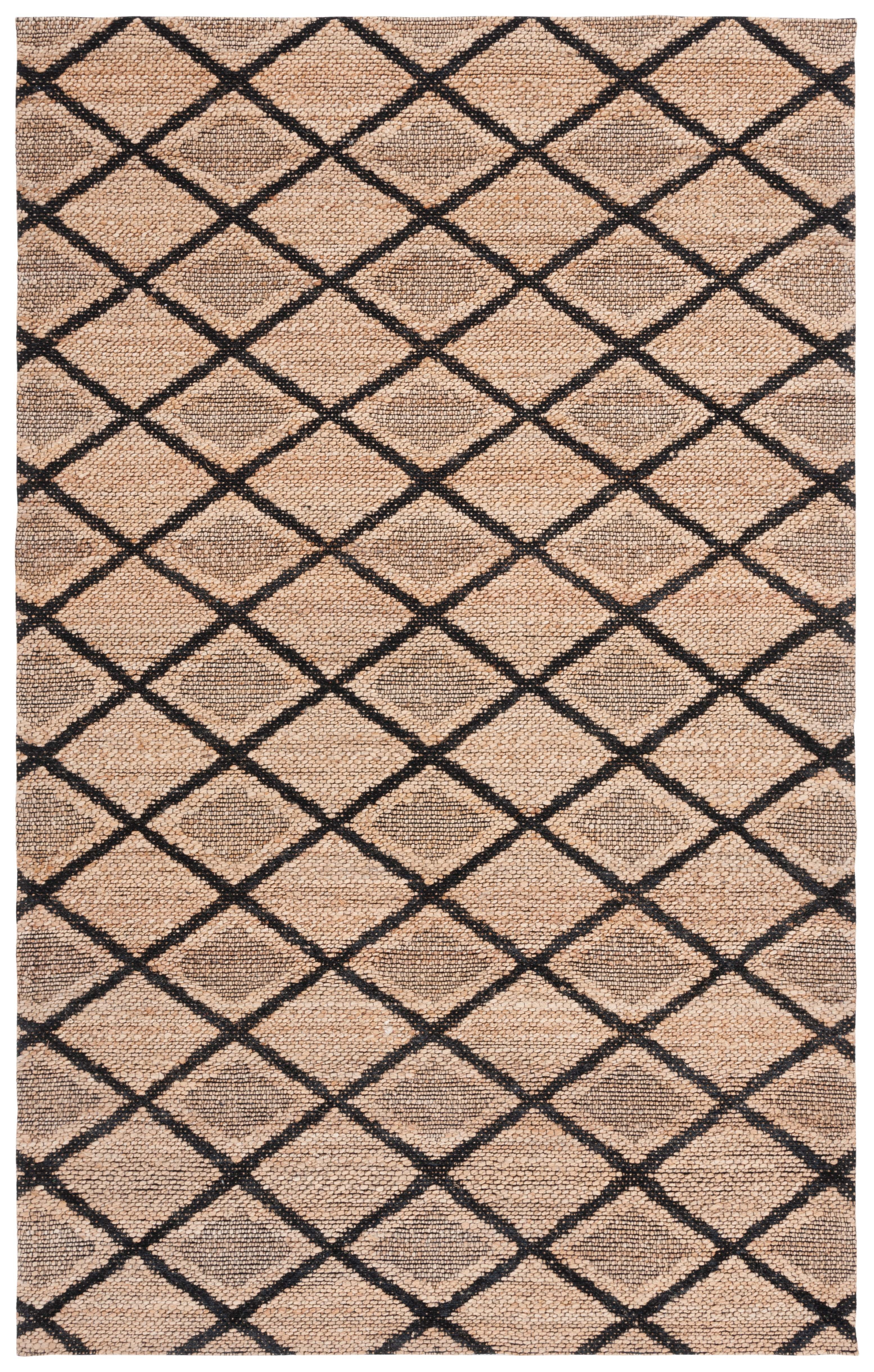SAFAVIEH Natural Fiber Mike Geometric Area Rug, Natural/Black, 6' x 9'