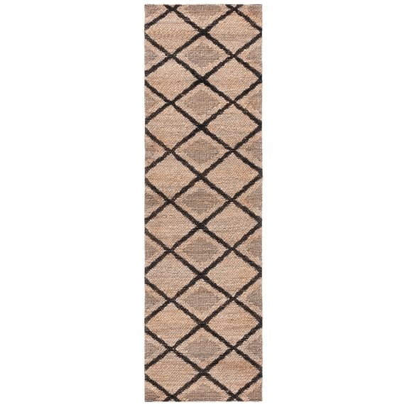 SAFAVIEH Natural Fiber Mike Geometric Runner Rug, Natural/Black, 2'3" x 8'
