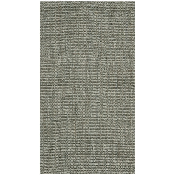 SAFAVIEH Accent Rug 2'3"x4' - Natural Fiber Collection - Scandinavian Design, Green & Grey, Jute, Hand Woven Pattern, Ideal for Entryway, Kitchen, Living Room, Office, Bathroom, Bedside (NF730B)