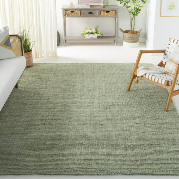 SAFAVIEH Natural Fiber Milica Solid Area Rug, Green/Gray, 9' x 12' - Large - Scandinavian Design, Green & Grey, Jute, Hand Woven Pattern, Ideal for Entryway, Kitchen, Living Room, Office