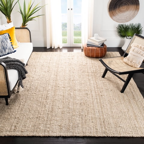 SAFAVIEH Natural Fiber Milica Solid Area Rug, Ivory, 10' x 14' - X-Large - Scandinavian Design, Ivory, Jute, Hand Woven Pattern, Ideal for Entryway, Kitchen, Living Room, Office