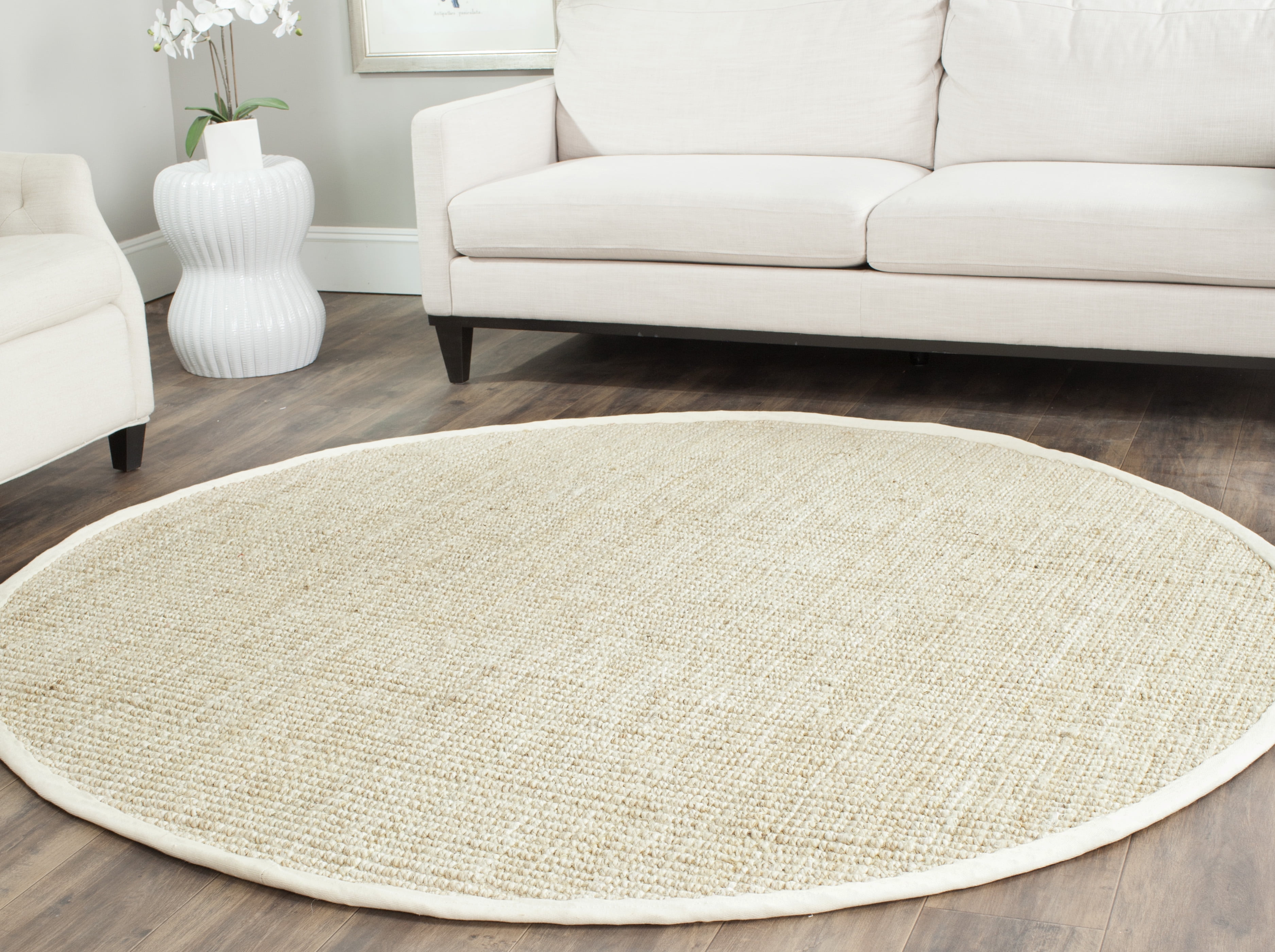 SAFAVIEH Natural Fiber Milica Braided Jute Area Rug, Ivory, 9' x 9 ...