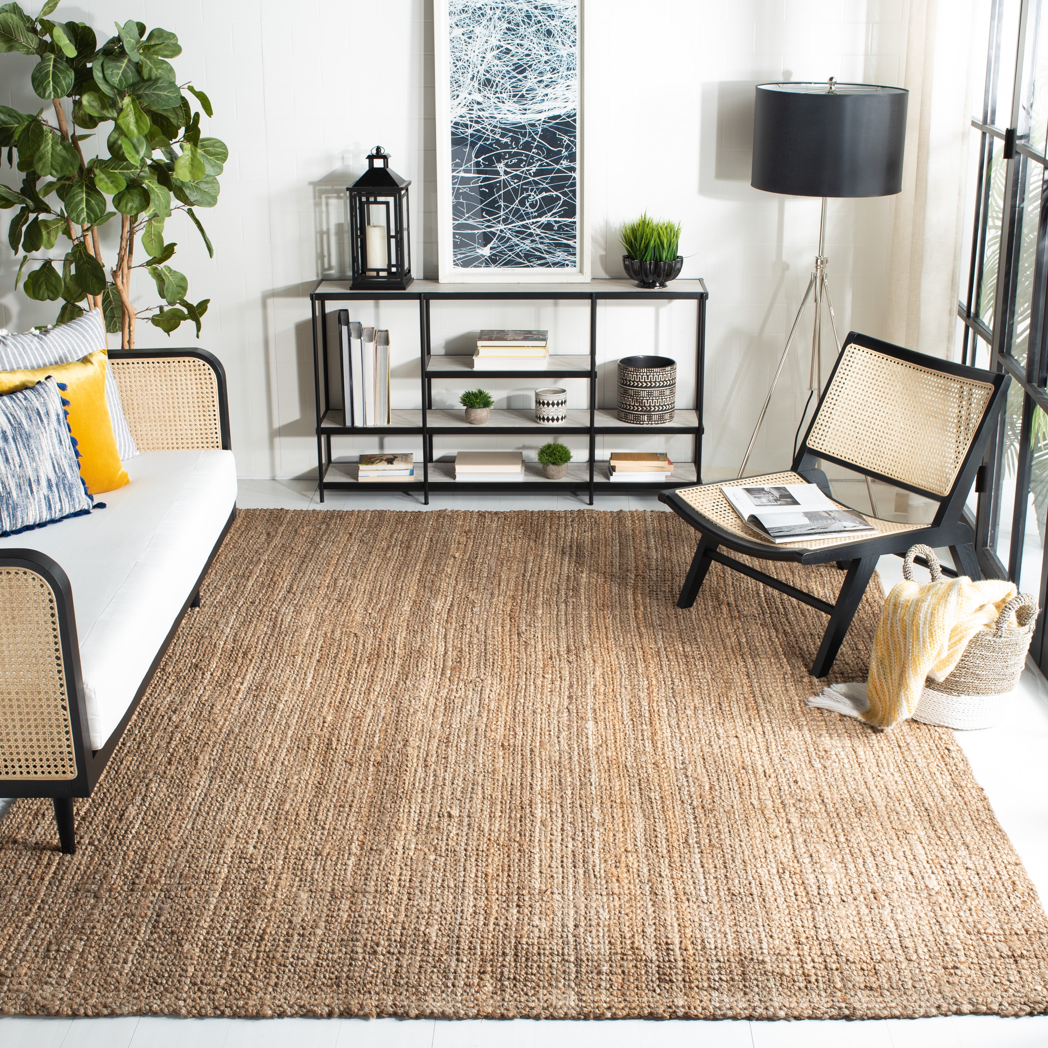 SAFAVIEH Natural Fiber Milica Solid Area Rug, Natural, 11' x 15' - X-Large - Scandinavian Design, Natural, Jute, Hand Woven Pattern, Ideal for Entryway, Kitchen, Living Room, Office