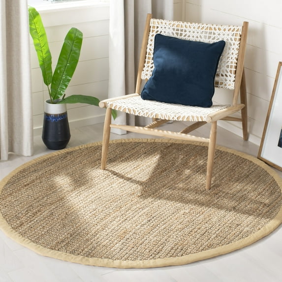 SAFAVIEH Natural Fiber Milica Solid Area Rug, Natural, 4' x 4' Round