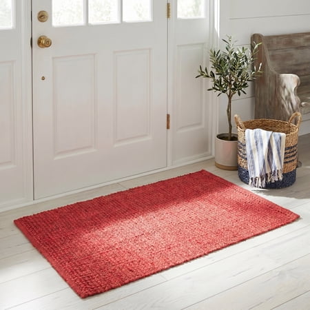 SAFAVIEH Natural Fiber Milica Solid Area Rug, Red, 2' x 3' - Scandinavian Design, Red, Jute, Hand Woven Pattern, Ideal for Entryway, Kitchen, Living Room, Office, Bathroom, Bedside