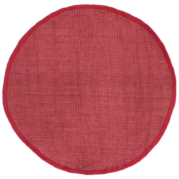 SAFAVIEH Natural Fiber Milica Braided Jute Area Rug, Red, 4' x 4' Round