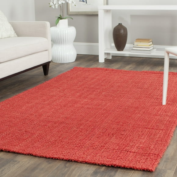 SAFAVIEH Natural Fiber Milica Braided Jute Area Rug, Red, 5' x 5' Square