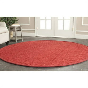 SAFAVIEH Natural Fiber Milica Braided Jute Area Rug, Red, 7' x 7' Round