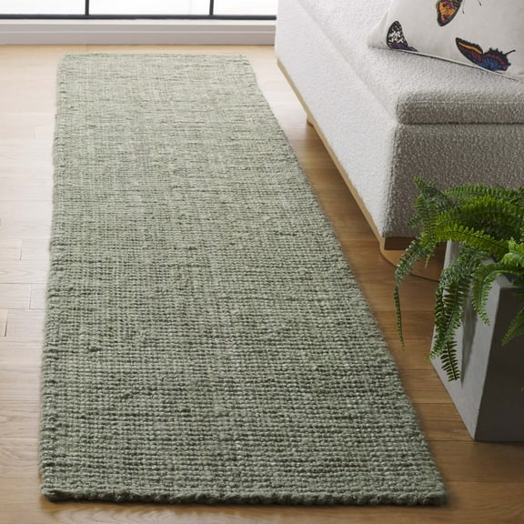 SAFAVIEH Natural Fiber Milica Solid Runner Rug, Green/Gray, 2'3" x 11'