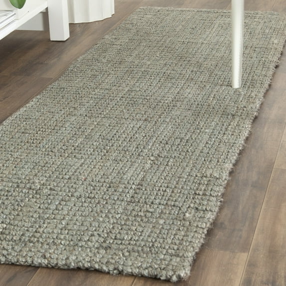 SAFAVIEH Natural Fiber Milica Solid Runner Rug, Green/Gray, 2'3" x 7' - Scandinavian Design, Green & Grey, Jute, Hand Woven Pattern, Ideal for Entryway, Kitchen, Living Room, Office, Hallway