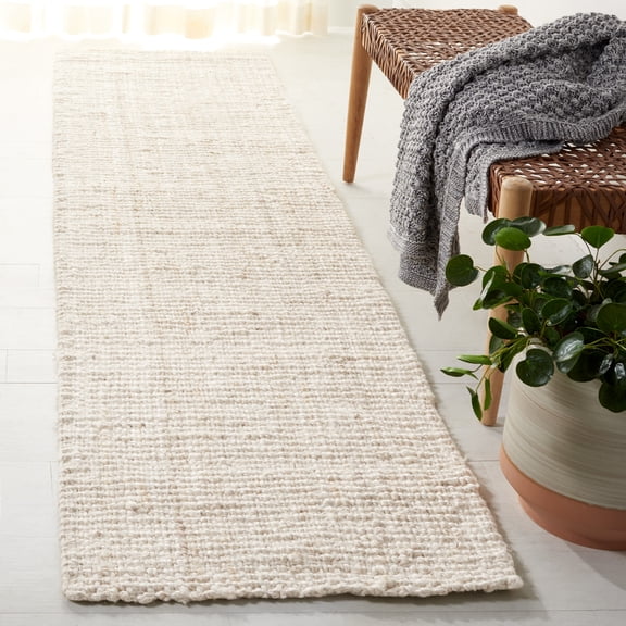 SAFAVIEH Natural Fiber Milica Solid Runner Rug, Ivory, 2'3" x 13' - Scandinavian Design, Ivory, Jute, Hand Woven Pattern, Ideal for Entryway, Kitchen, Living Room, Office, Hallway