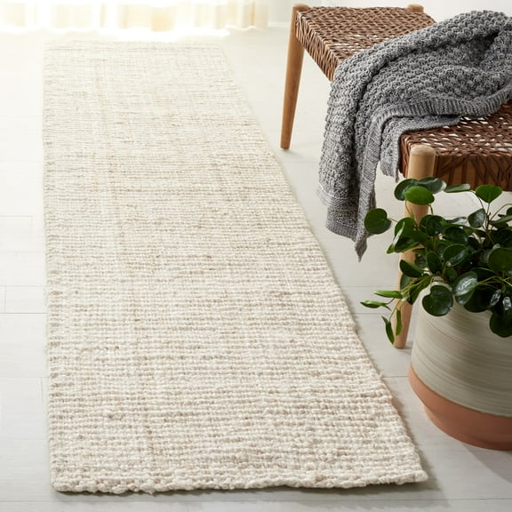 SAFAVIEH Natural Fiber Milica Solid Runner Rug, Ivory, 2'3" x 17' - Scandinavian Design, Ivory, Jute, Hand Woven Pattern, Ideal for Entryway, Kitchen, Living Room, Office, Hallway