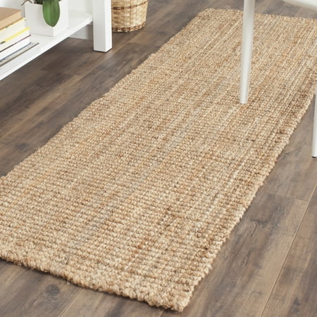 SAFAVIEH Natural Fiber Milica Solid Runner Rug, Natural, 2'3" x 7' - Scandinavian Design, Natural, Jute, Hand Woven Pattern, Ideal for Entryway, Kitchen, Living Room, Office, Hallway