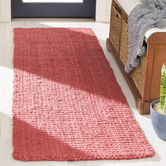 SAFAVIEH Natural Fiber Milica Solid Runner Rug, Red, 2'3" x 9' - Scandinavian Design, Red, Jute, Hand Woven Pattern, Ideal for Entryway, Kitchen, Living Room, Office, Hallway