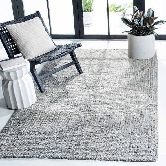 SAFAVIEH Natural Fiber Milica Solid Area Rug, Gray, 5' x 5' Square - Scandinavian Design, Grey, Jute, Hand Woven Pattern, Ideal for Entryway, Kitchen, Living Room, Office