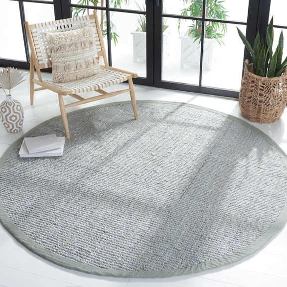 SAFAVIEH Natural Fiber Milica Solid Area Rug, Gray, 7' x 7' Round - Scandinavian Design, Grey, Jute, Hand Woven Pattern, Ideal for Entryway, Kitchen, Living Room, Office