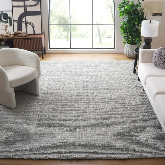 SAFAVIEH Natural Fiber Milica Solid Area Rug, Gray, 9' x 9' Square - Large - Scandinavian Design, Grey, Jute, Hand Woven Pattern, Ideal for Entryway, Kitchen, Living Room, Office