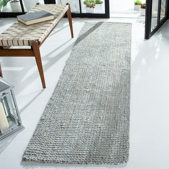 SAFAVIEH Natural Fiber Milica Solid Runner Rug, Gray, 2'3" x 9' - Scandinavian Design, Grey, Jute, Hand Woven Pattern, Ideal for Entryway, Kitchen, Living Room, Office, Hallway