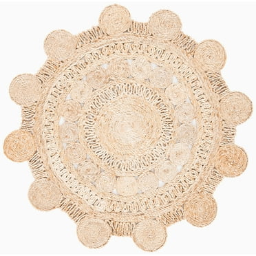 SAFAVIEH Natural Fiber Miraj Geometric Area Rug, Natural, 3' x 3' Round