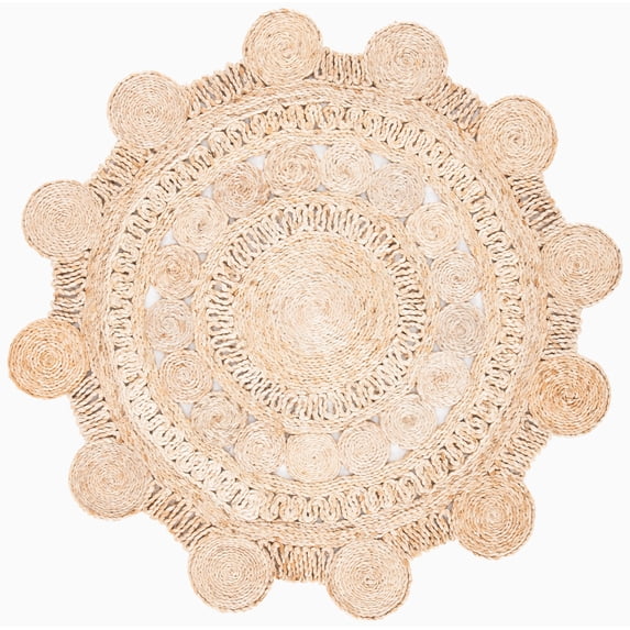 SAFAVIEH Natural Fiber Miraj Geometric Area Rug, Natural, 3' x 3' Round