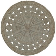 SAFAVIEH Natural Fiber Morgan Braided Jute Area Rug, Grey, 3' x 3' Round