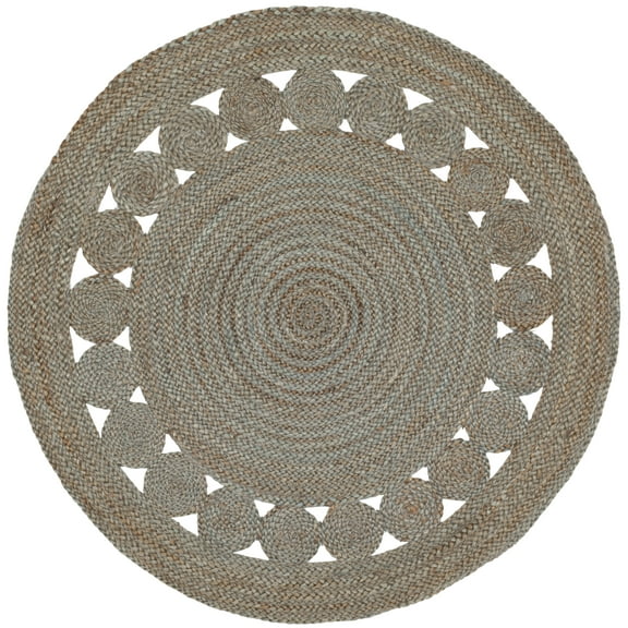 SAFAVIEH Natural Fiber Morgan Braided Jute Area Rug, Grey, 3' x 3' Round
