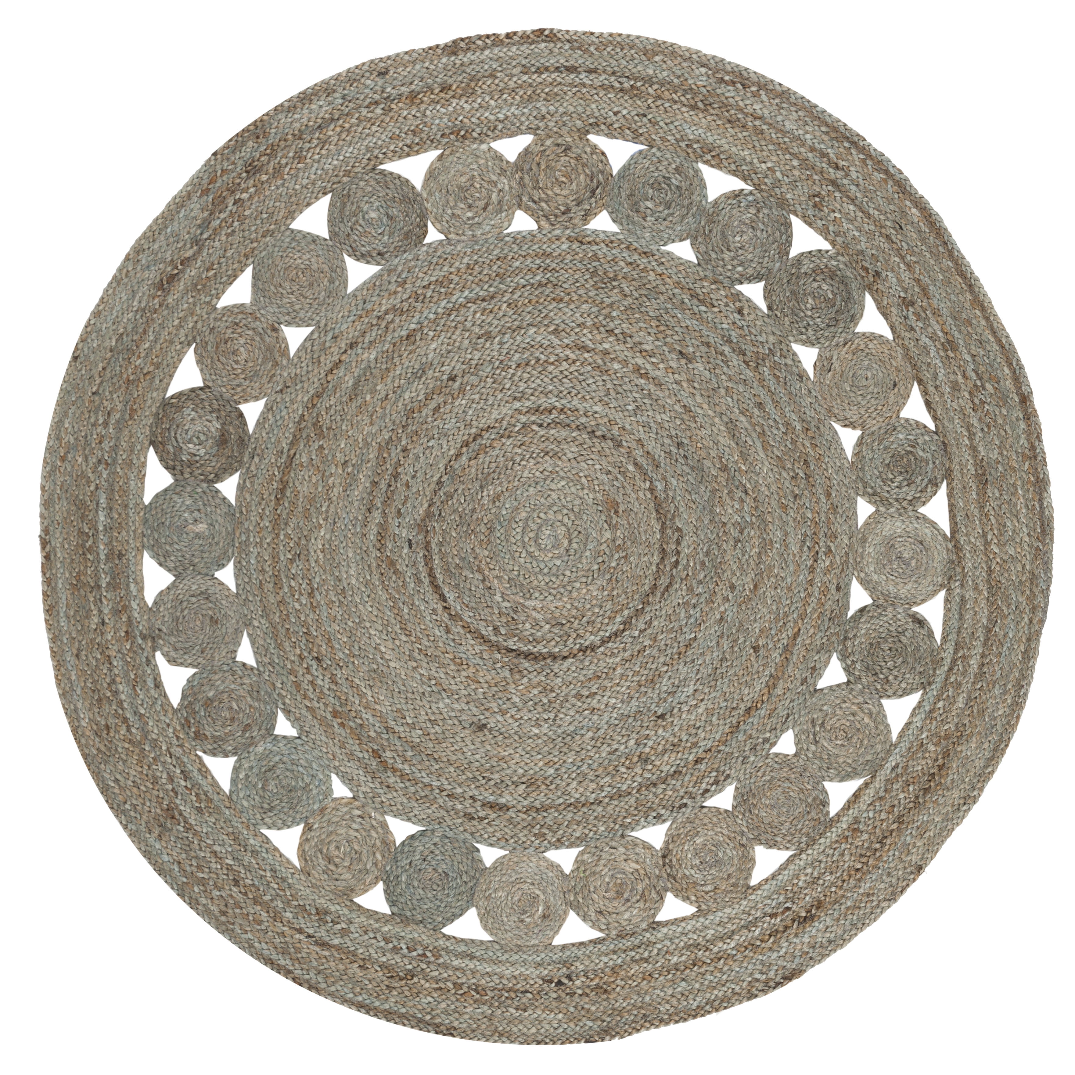 SAFAVIEH Natural Fiber Morgan Braided Jute Area Rug, Grey, 4' x 4' Round