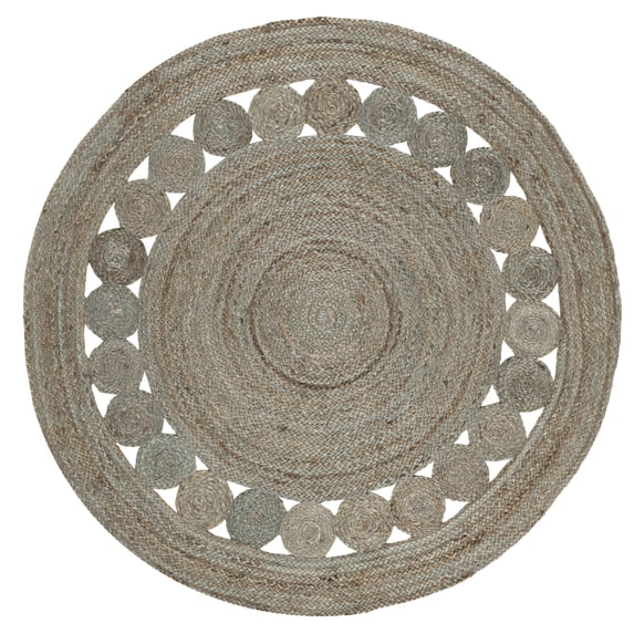 SAFAVIEH Natural Fiber Morgan Braided Jute Area Rug, Grey, 4' x 4' Round