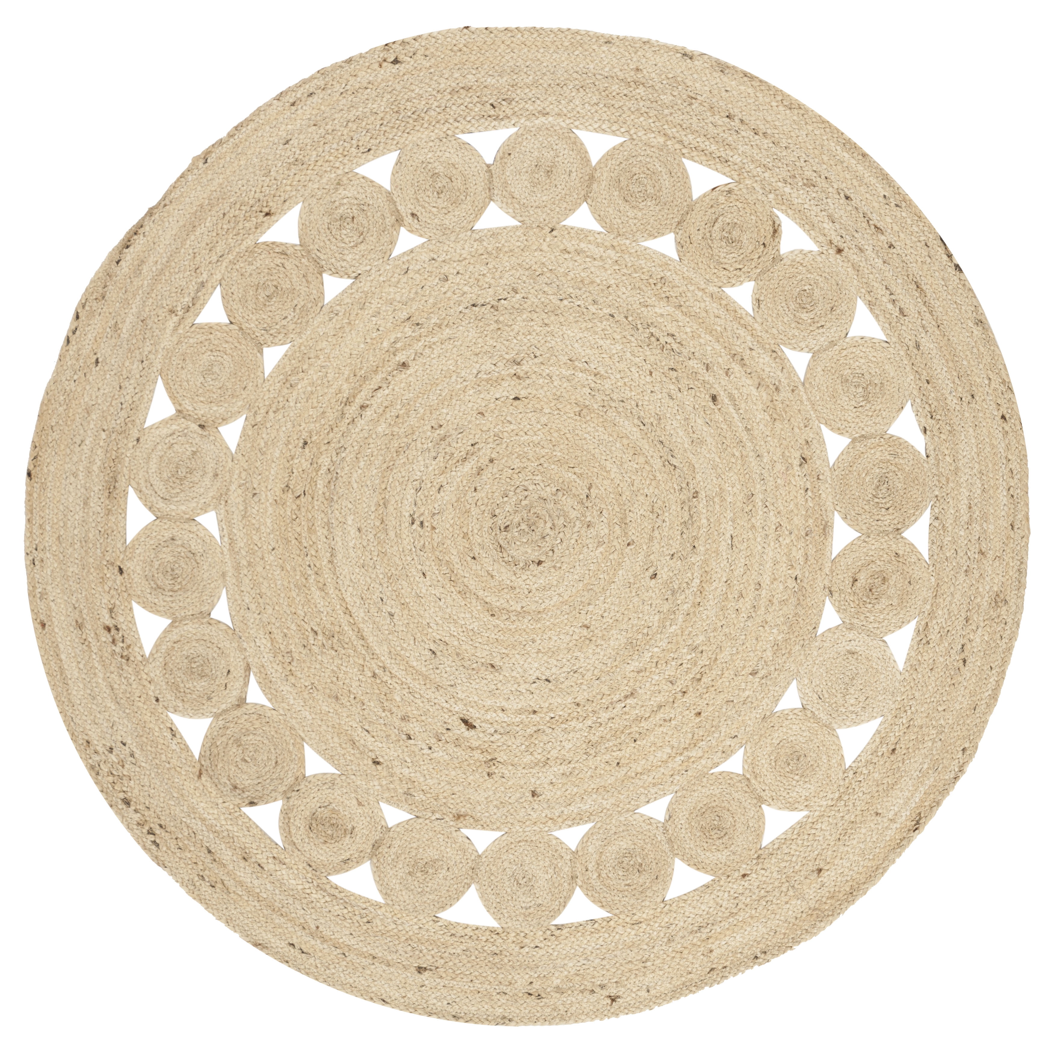 SAFAVIEH Natural Fiber Morgan Braided Jute Area Rug, Ivory, 4' x 4' Round