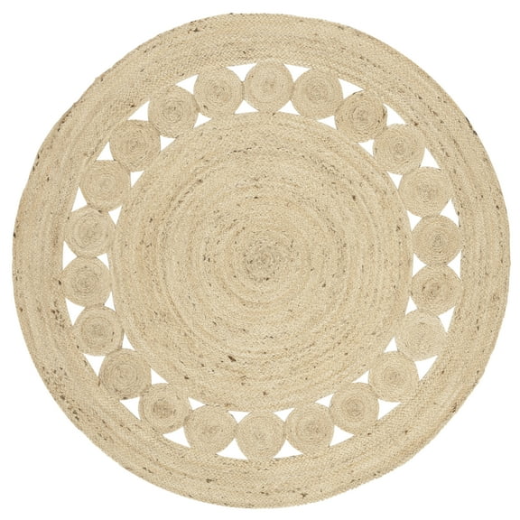 SAFAVIEH Natural Fiber Morgan Braided Jute Area Rug, Ivory, 4' x 4' Round