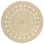 SAFAVIEH Natural Fiber Morgan Braided Jute Area Rug, Ivory, 5' x 5' Round