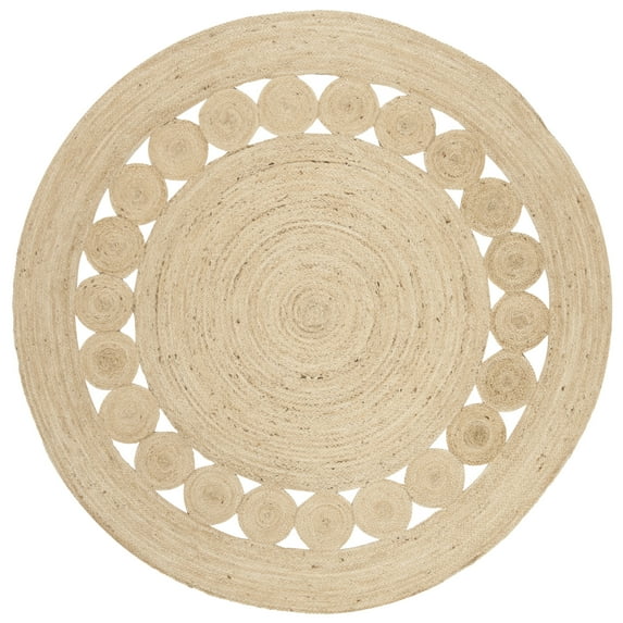 SAFAVIEH Natural Fiber Morgan Solid Area Rug, Ivory, 6'6" x 6'6" Round